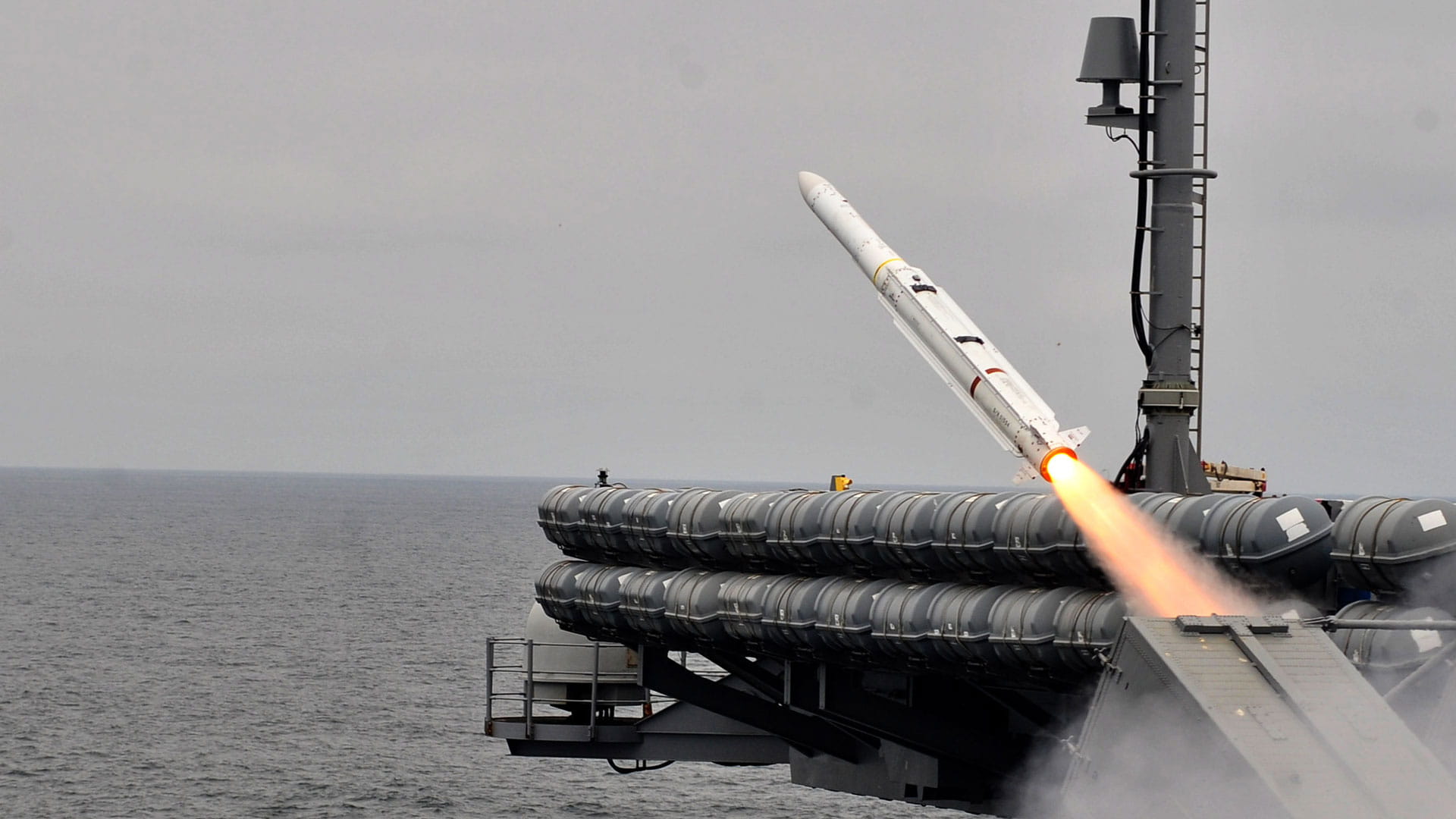 Missile launch at sea