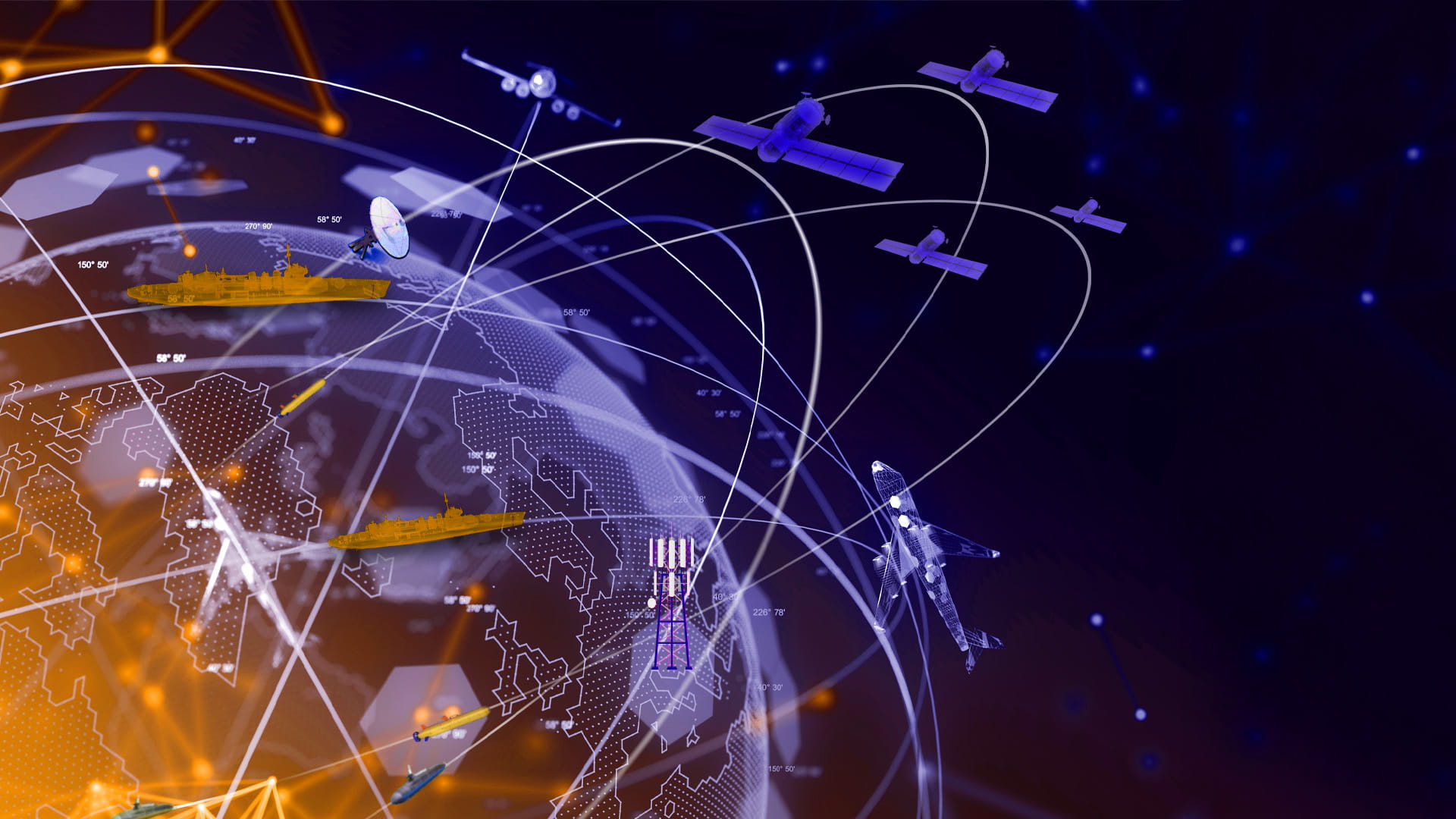 satellites around a digital globe